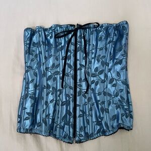 Victoria's Secret Blue and Black Leaf Bow Corset Top 2001